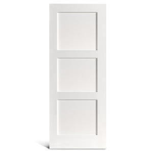 3 flat panel square na may vertical primed Shaker door