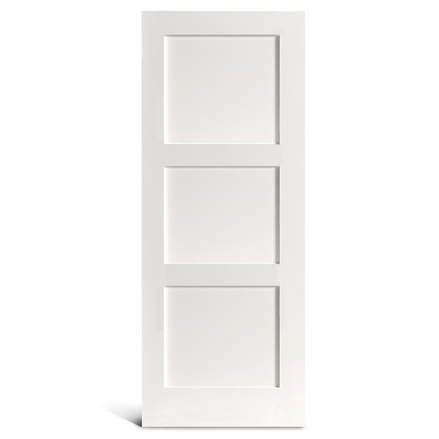 3 flat panel square na may vertical primed Shaker door