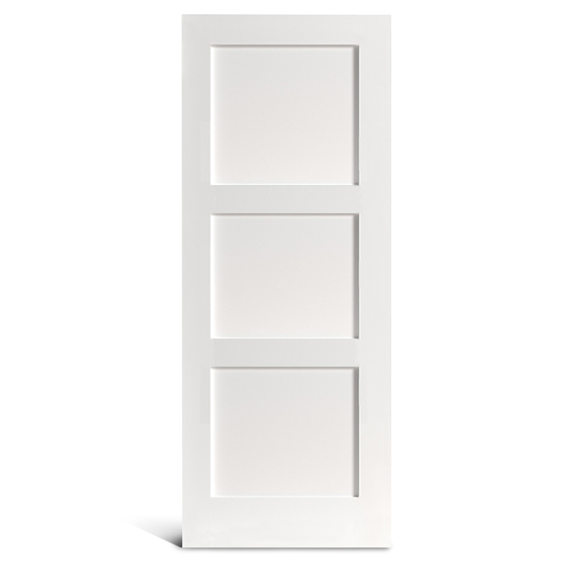 3 flat panel square na may vertical primed Shaker door