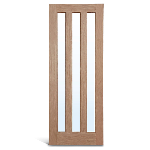 3 panel glass oak Panel door
