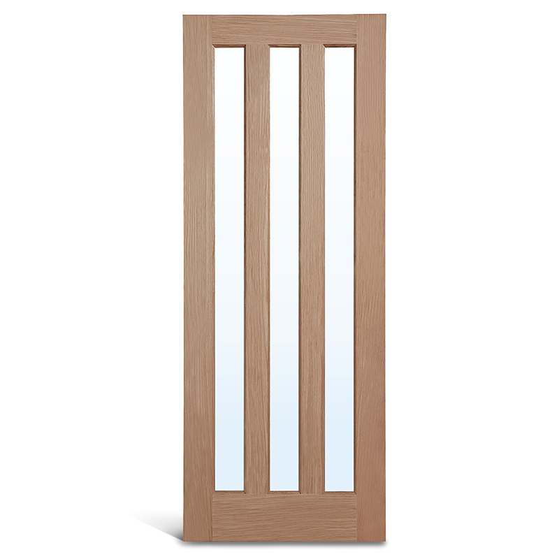 3 panel glass oak Panel door