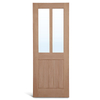 3 flat panel square na may patayong glass oak Shaker door