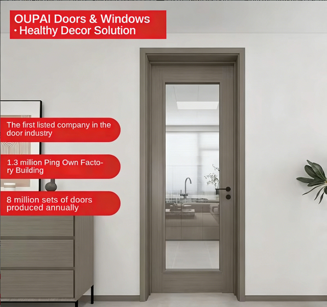 Oupai PVC WPC Waterproof Door CE Saso Certificate