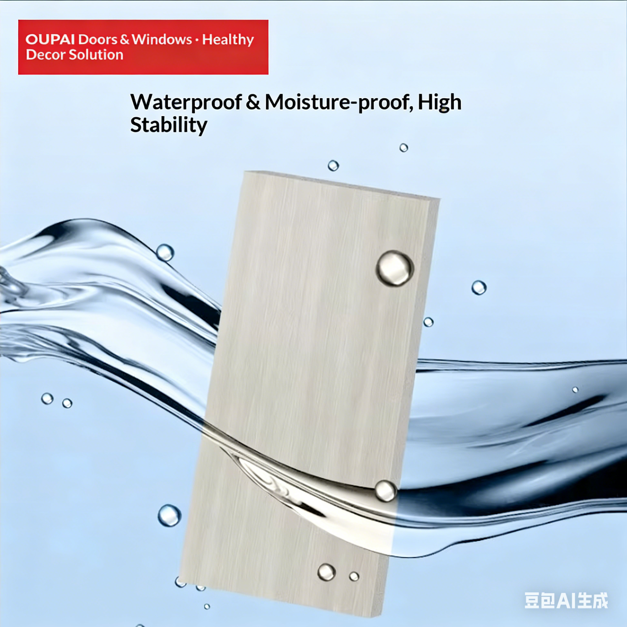Oupai PVC WPC Waterproof Door CE Saso Certificate