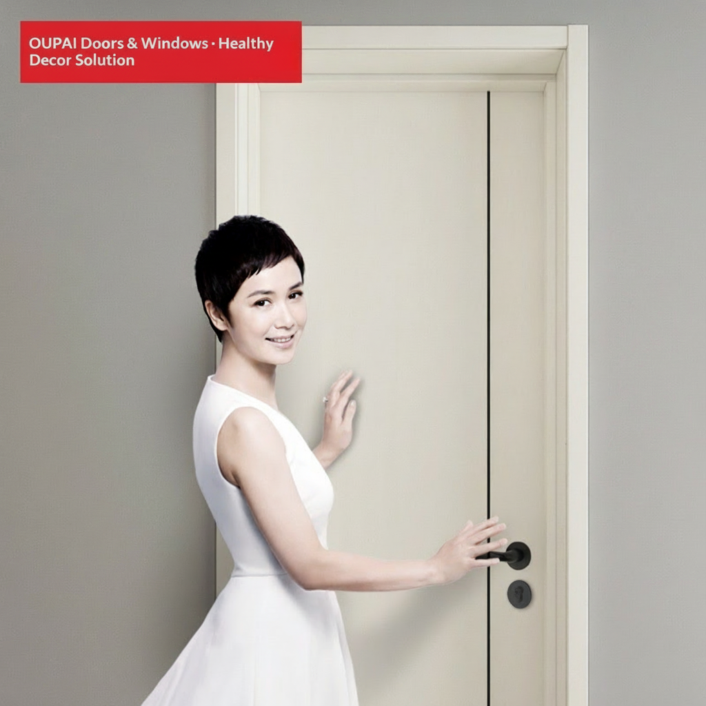 Oupai PVC WPC Waterproof Door CE Saso Certificate