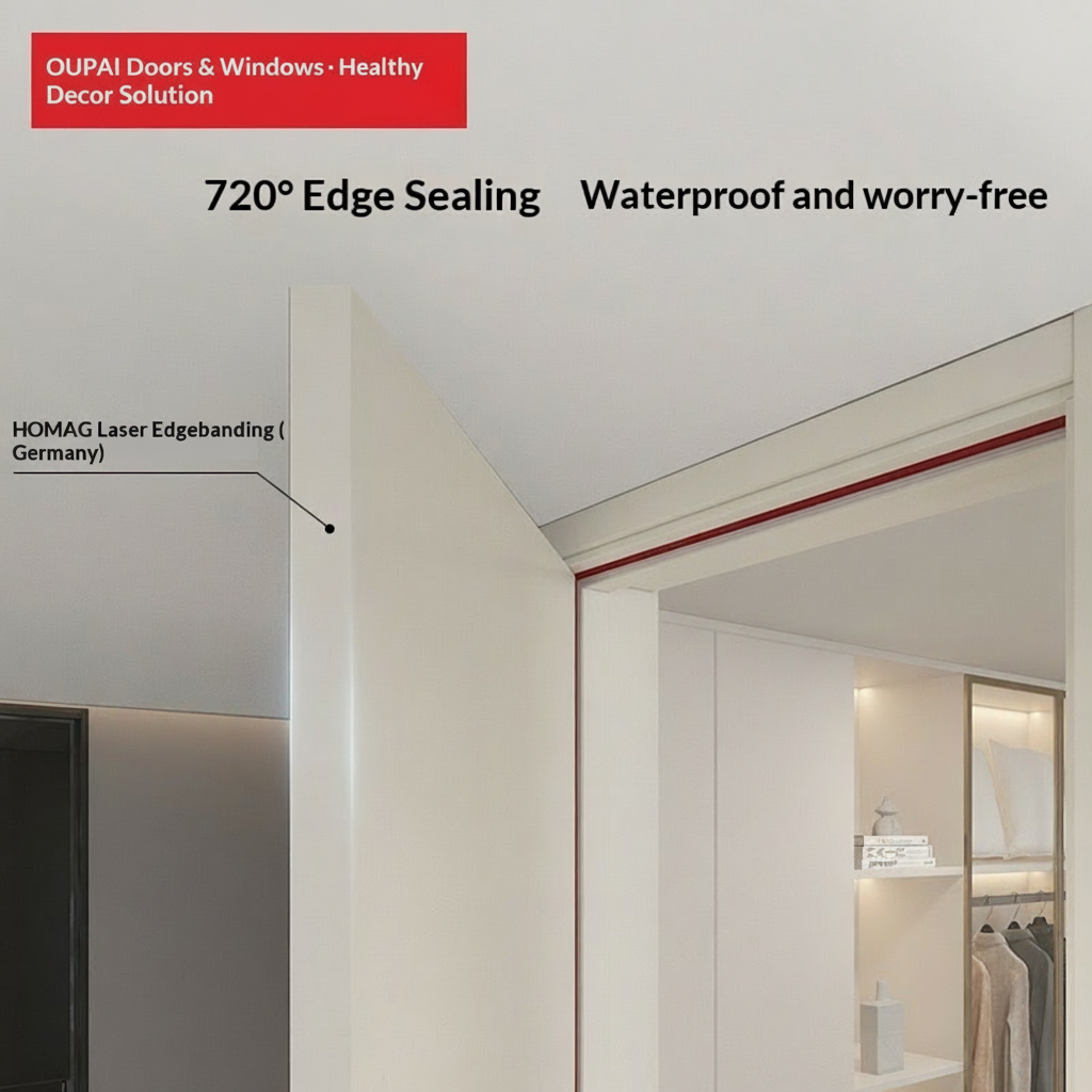Oupai PVC WPC Waterproof Door CE Saso Certificate